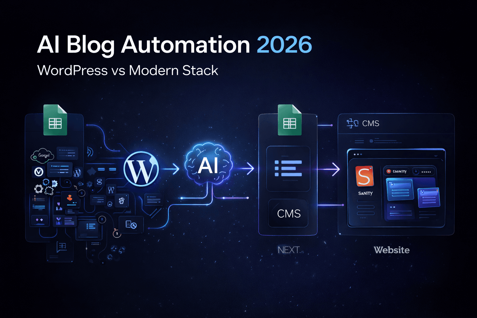 AI Blog Automation in 2026: WordPress vs Next.js + Sanity (Which One Wins?)